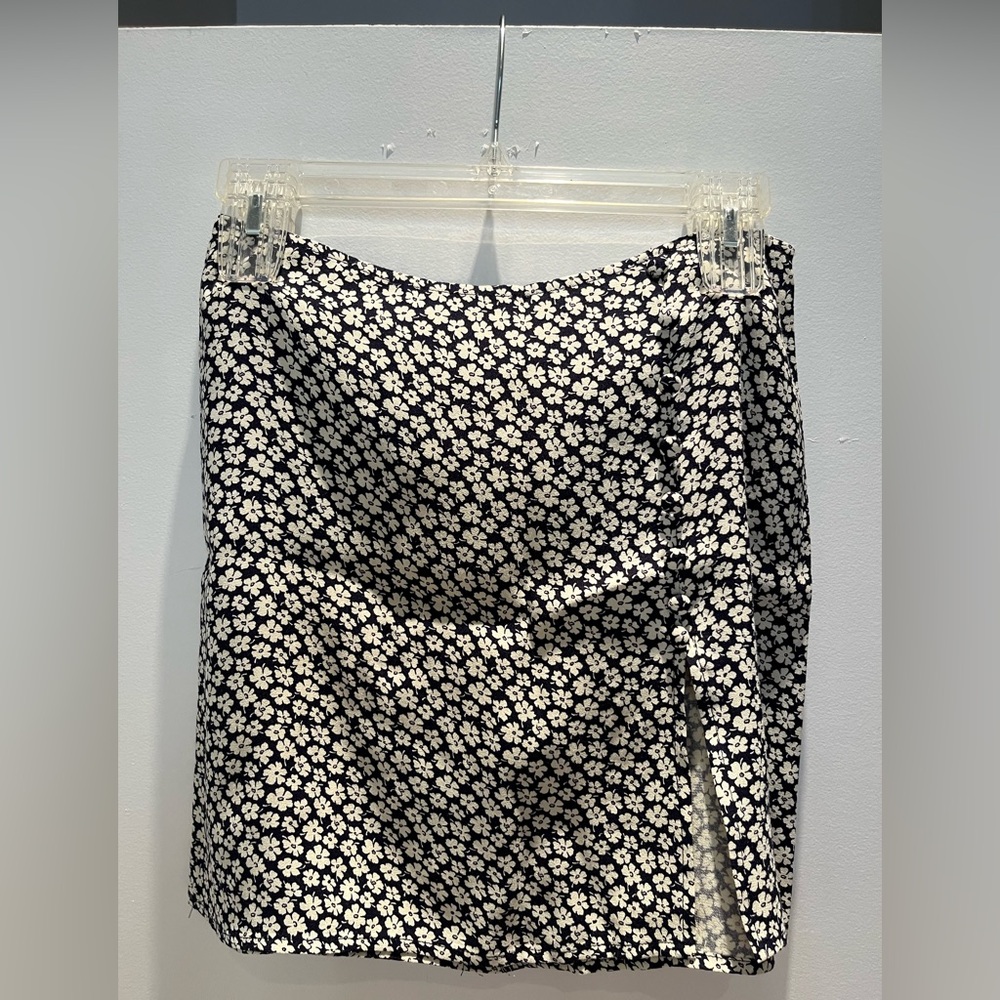 Reformation Navy Floral Mini Skirt